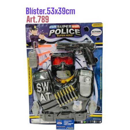 CHALECO POLICE CON PISTOLA